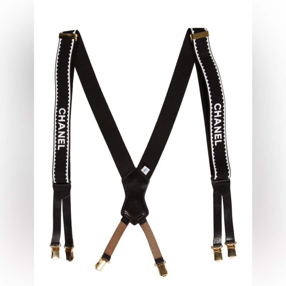 CHANEL Black and White Suspenders